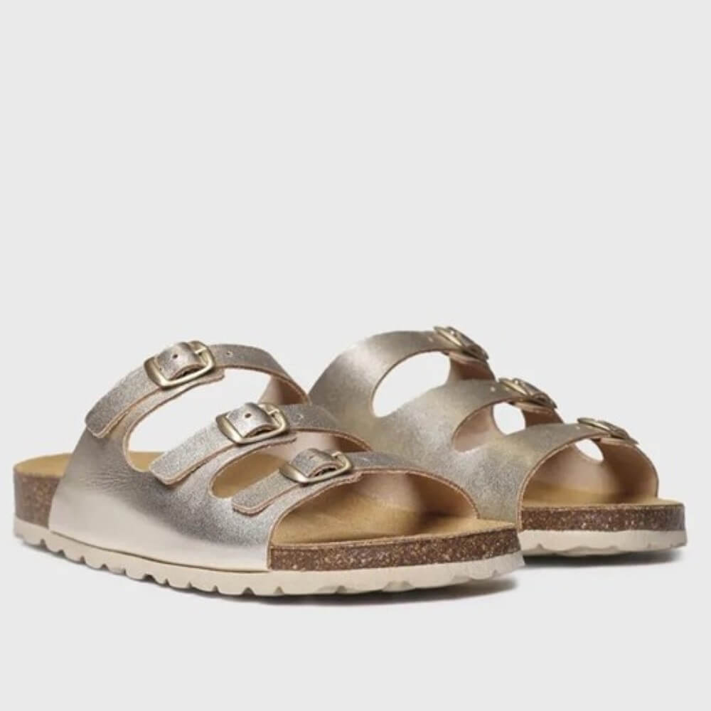 Toni Pons GIEN-VQ 3 Buckle Platinum Leather Sandal