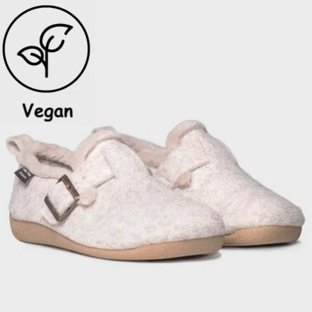 Toni Pons Moni Vegan Beige Felt Slippers