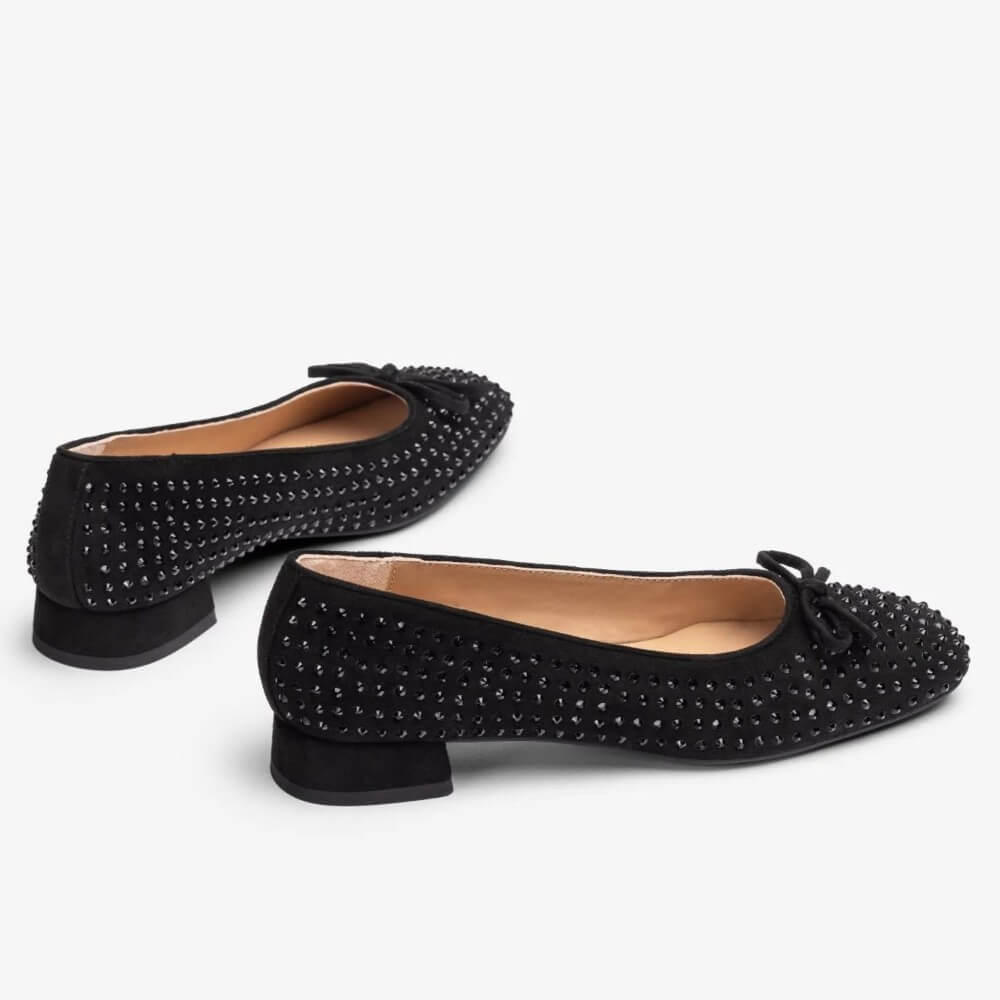 Pair of Unisa Calima Ballerina shoes with gemstones and a bow