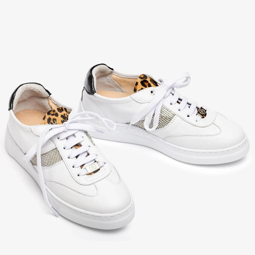 Unisa Futiel Leather Trainers White Leopard
