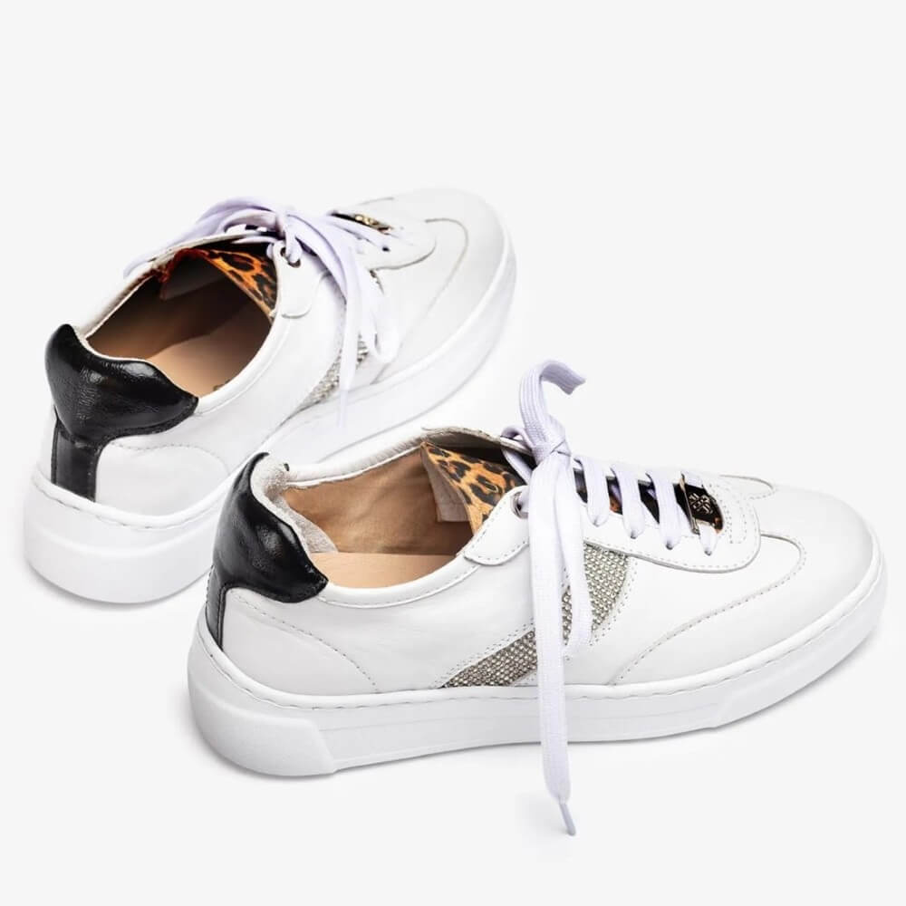 Unisa Futiel Leather Trainers White Leopard