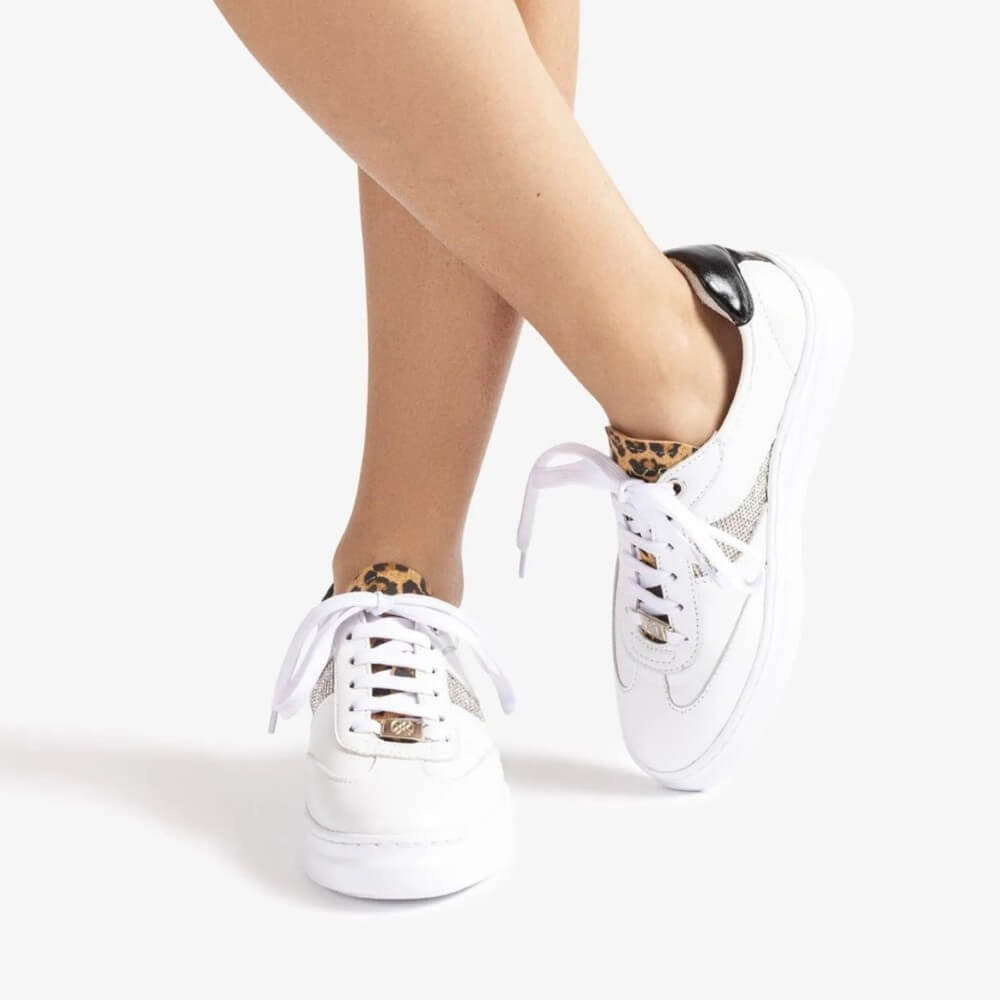 Unisa Futiel Leather Trainers White Leopard