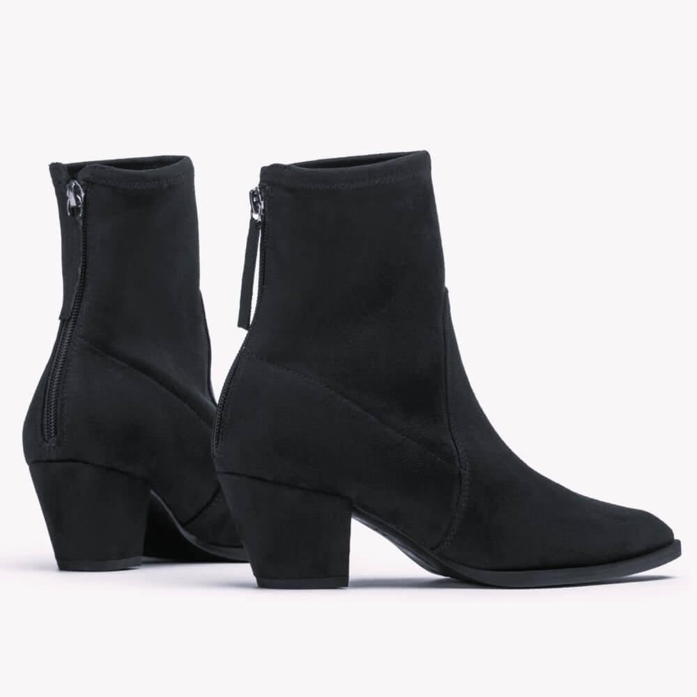 Unisa Lotus Back Zip Black Suede Ankle Boot