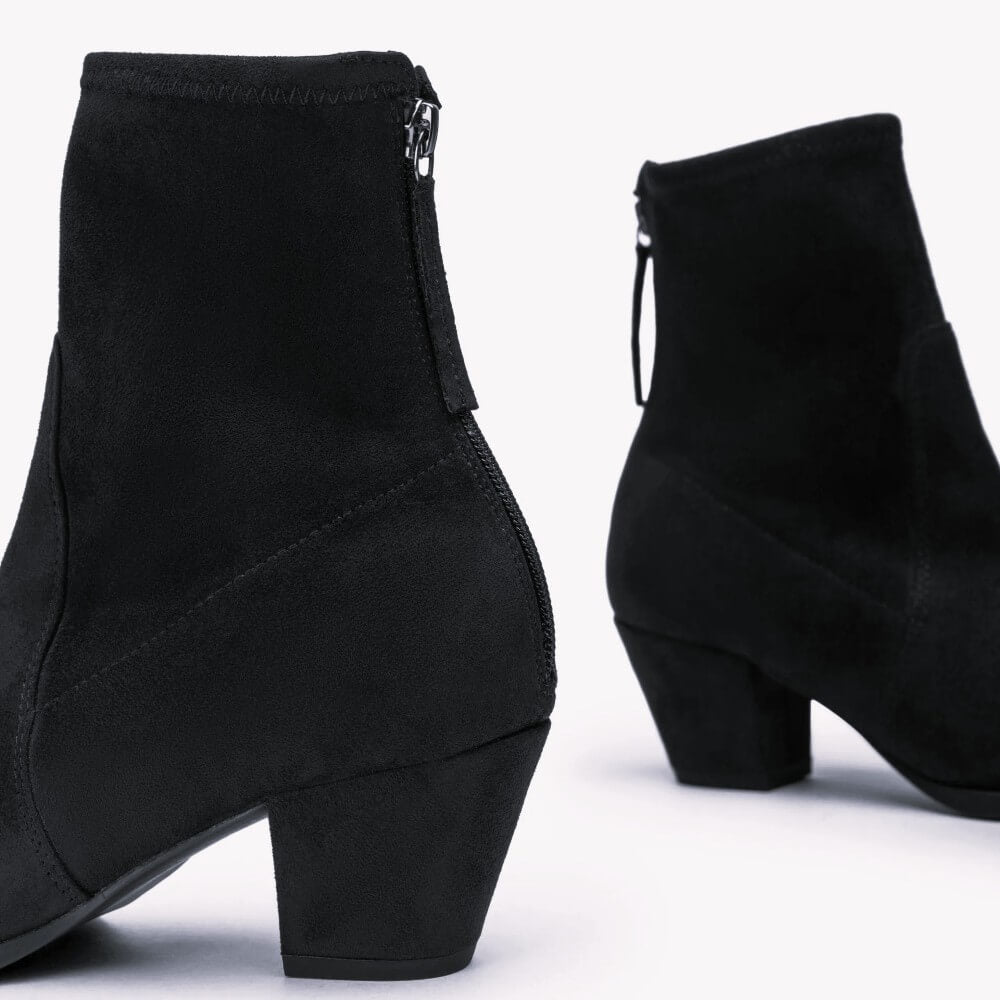 Unisa Lotus Back Zip Black Suede Ankle Boot