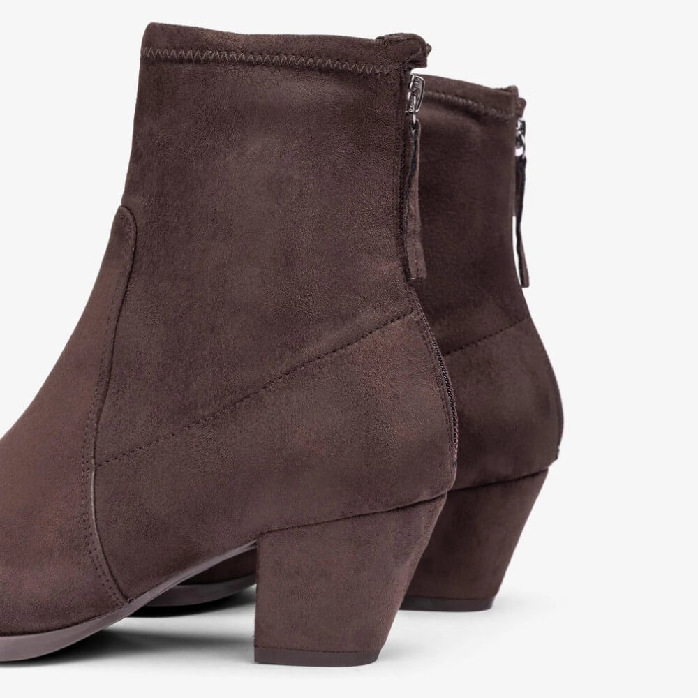 Unisa Lotus Back Zip Brown Suede Ankle Boot