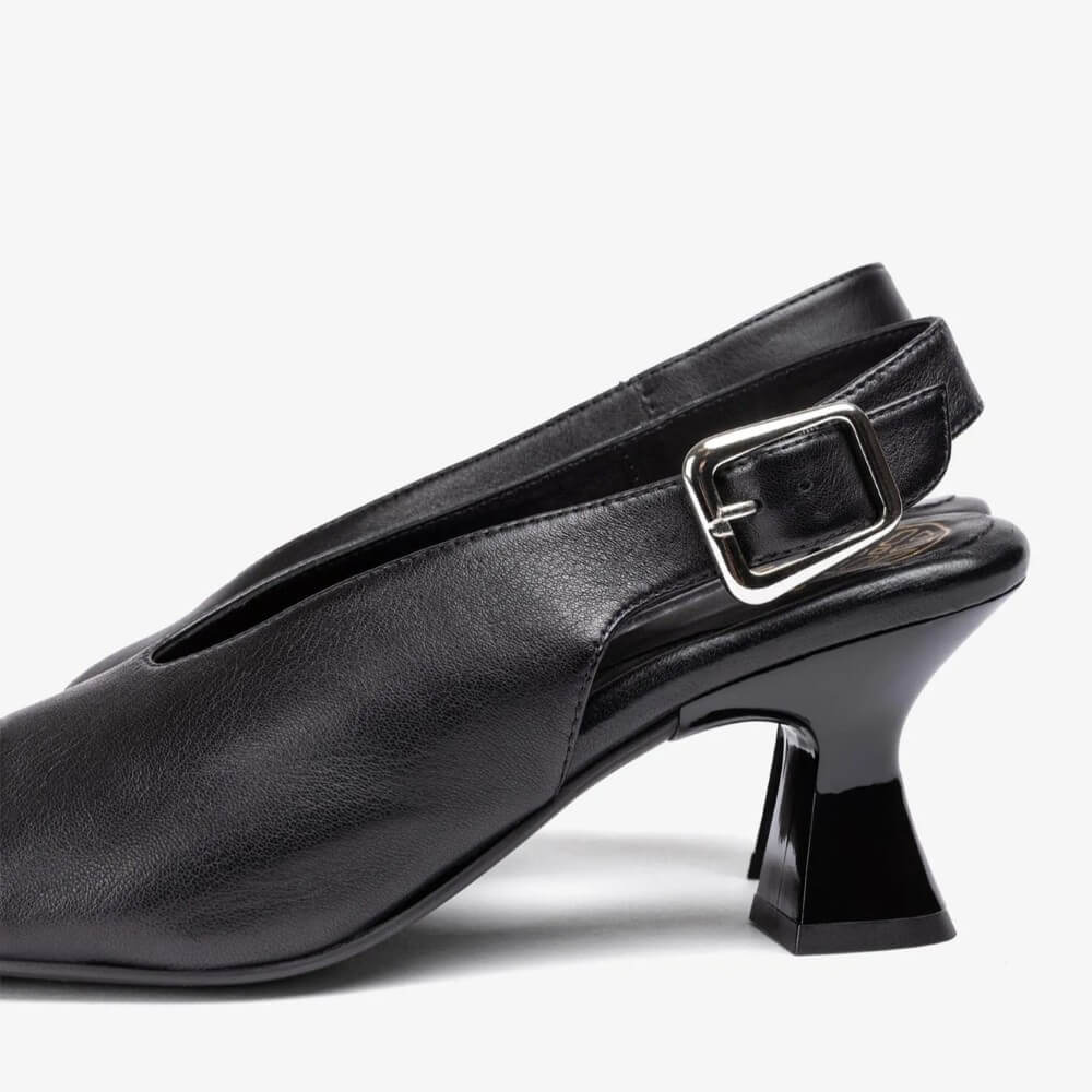 Unisa Mijas Peep-Toe Slingback Black Leather