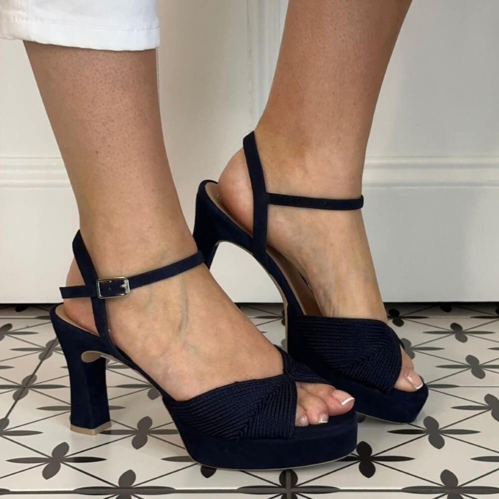 Unisa Ojeda Block Heel Platform Sandal Navy