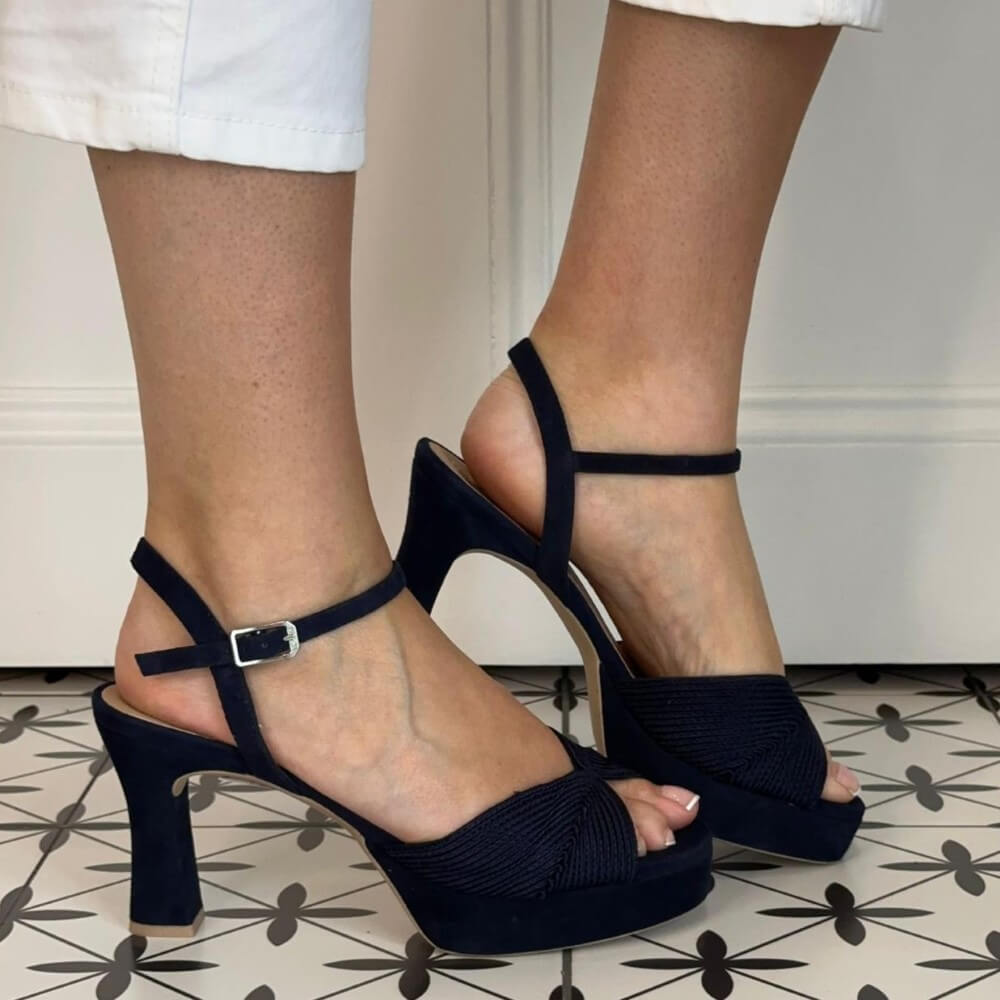 Unisa Ojeda Block Heel Platform Sandal Navy