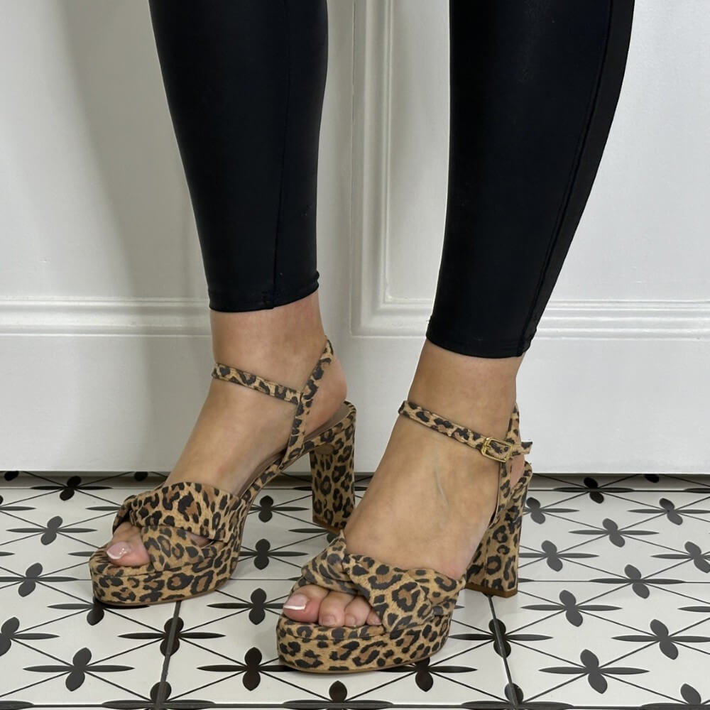 Unisa ONOA Platform suede Sandal-LEOPARD