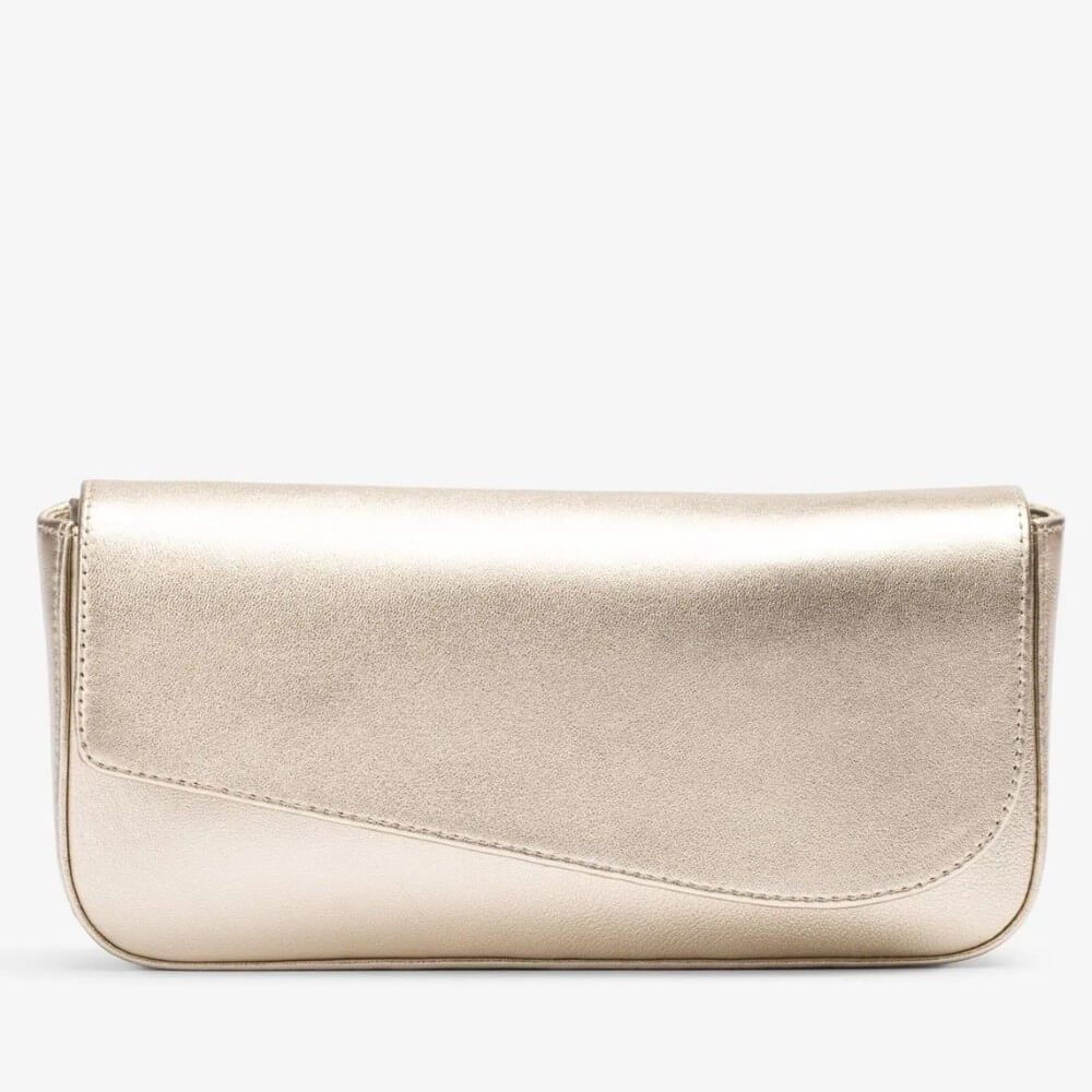 Unisa ZESTEFI Gold clutch bag on a white background