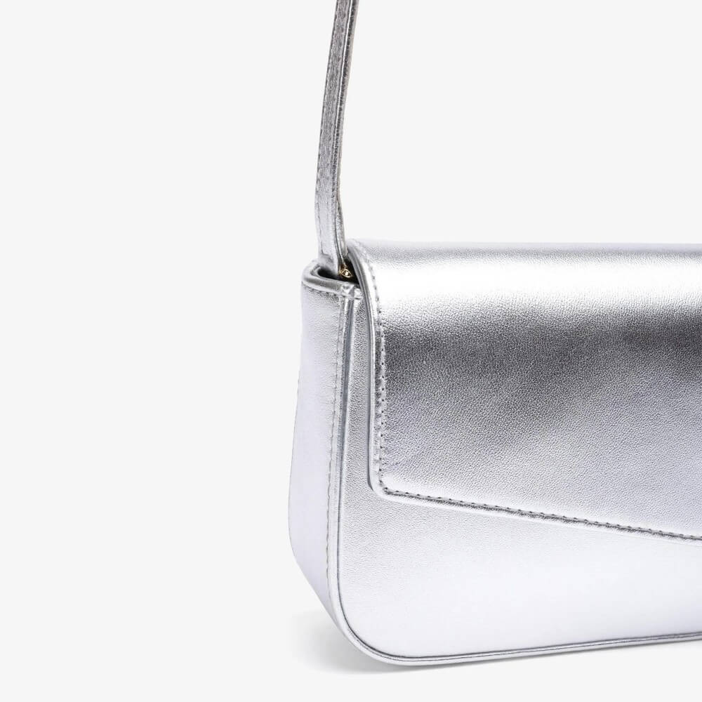Unisa Zestefi Leather Clutch Bag Silver