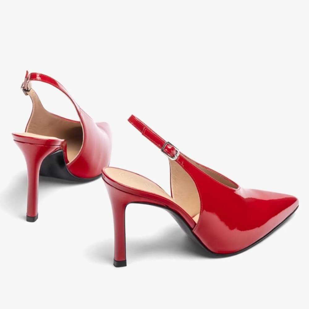 Unisa Tabar Patent Leather Slingback Raspberry Red.