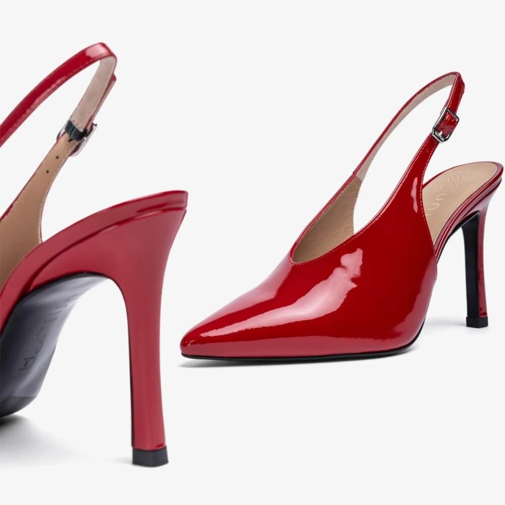 Unisa Tabar Patent Leather Slingback Raspberry Red.