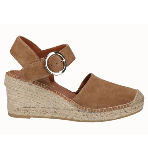 VIGUERA Wedge Espadrilles 1922 Suede Leather Whiskey