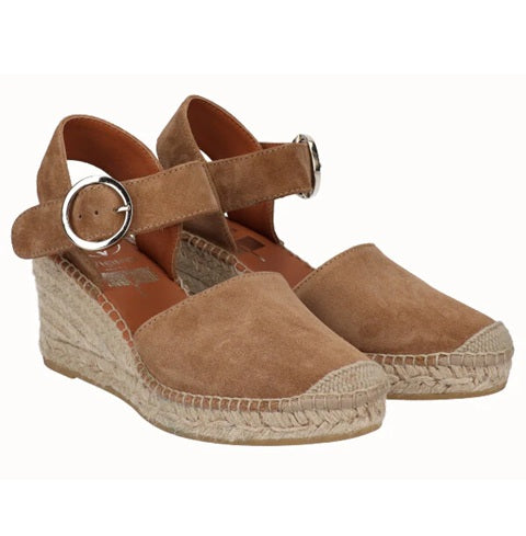 VIGUERA Wedge Espadrilles 1922 Suede Leather Whiskey