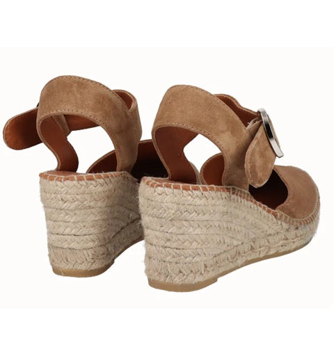 VIGUERA Wedge Espadrilles 1922 Suede Leather Whiskey