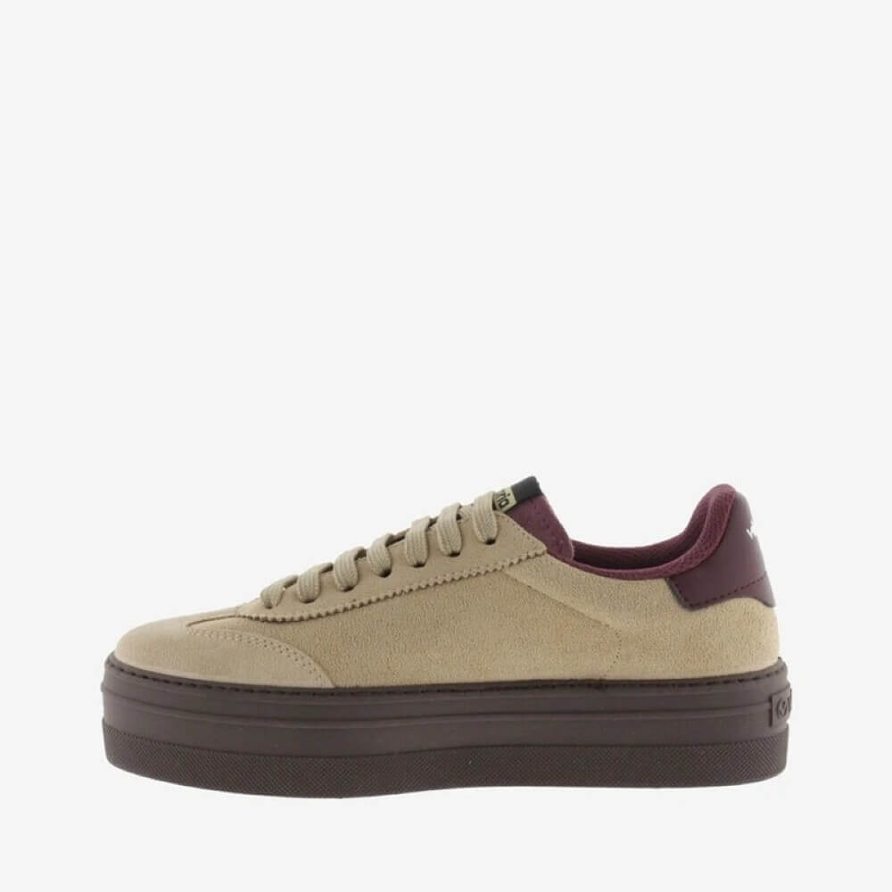 Beige sneaker with maroon accents on a white background Victoria Barcelona Platform Sneakers 1092177 Beige & Wine
