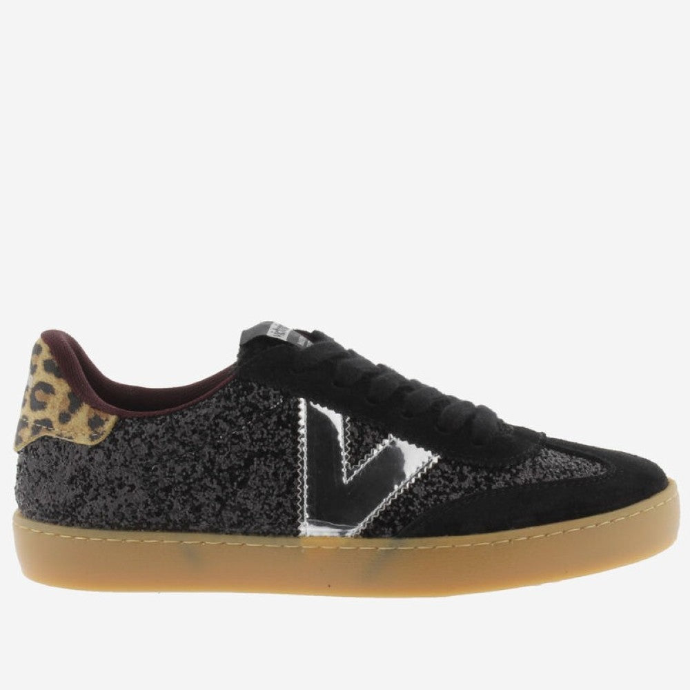 A single Victoria sneaker in dark grey suede with dark burgundy laces and a gum sole, shown from a side profile on a white background.
