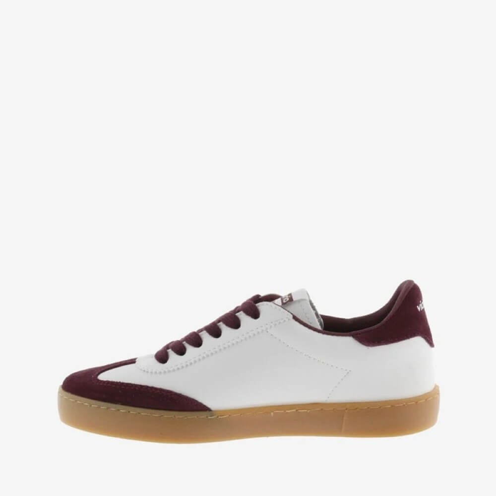 Bordeaux and white sneaker with a gum sole on a white background Victoria Berlin Sneakers 1126207-BORDEAUX