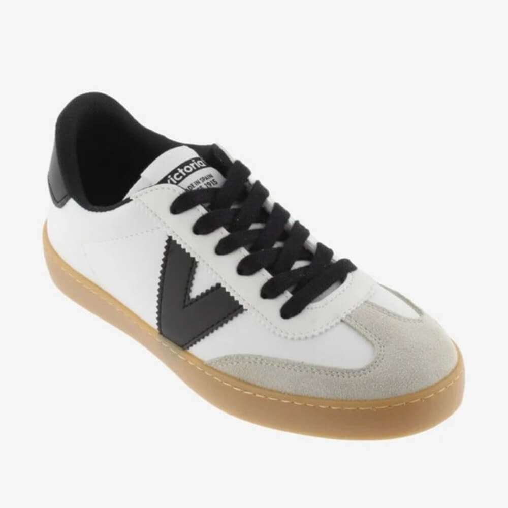 White and black sneaker with a brown sole on a white background Victoria Berlin Sneakers 1126208-BLACK