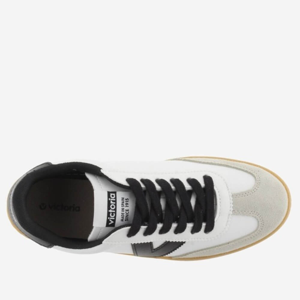 White and black sneaker with a brown sole on a white background Victoria Berlin Sneakers 1126208-BLACK