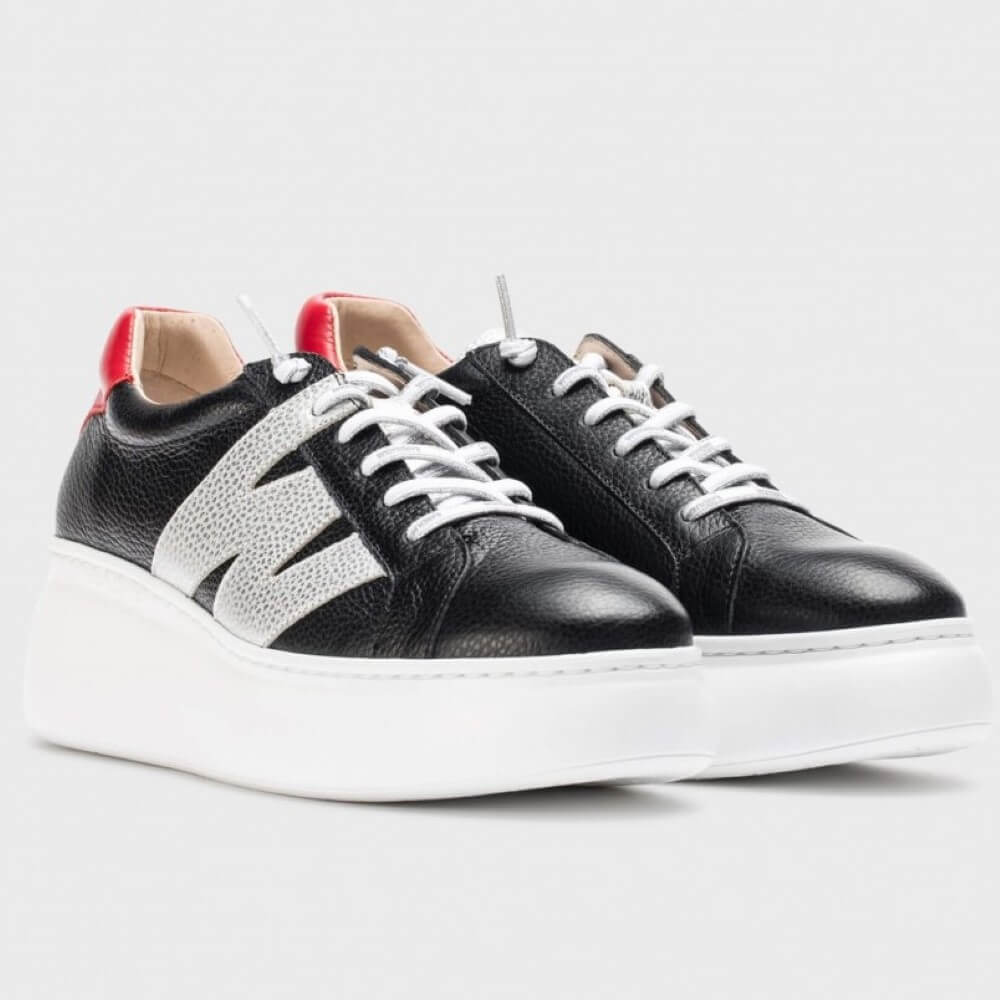 Wonders A-2650 Leather Trainer-BLACK
