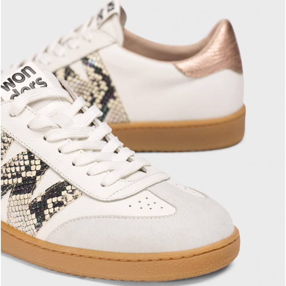 Wonders Nubia Leather Trainers AP-2001 Off White Snake