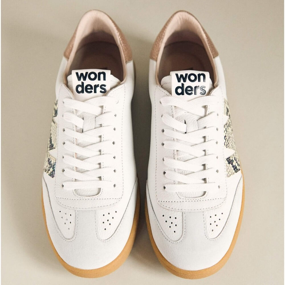 Wonders Nubia Leather Trainers AP-2001 Off White Snake