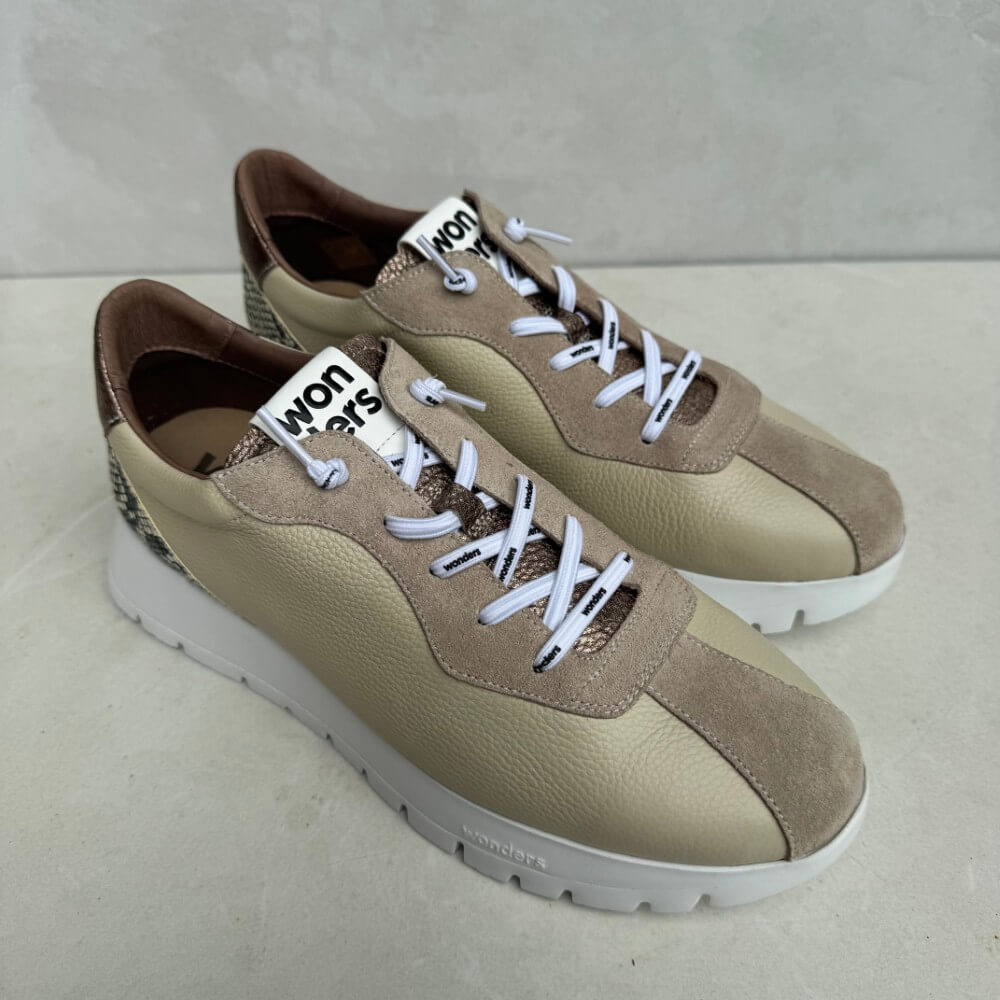Wonders Odisei 95 Leather Trainers A-2495-BEIGE
