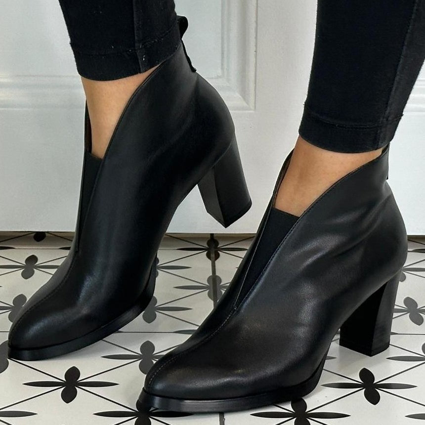 Wonders V Flex12 Leather Ankle Boot L-1112-BLACK