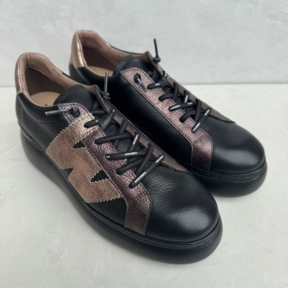 Black and bronze sneakers Wonders Zurich 70 Astra A-2670-BLACK
