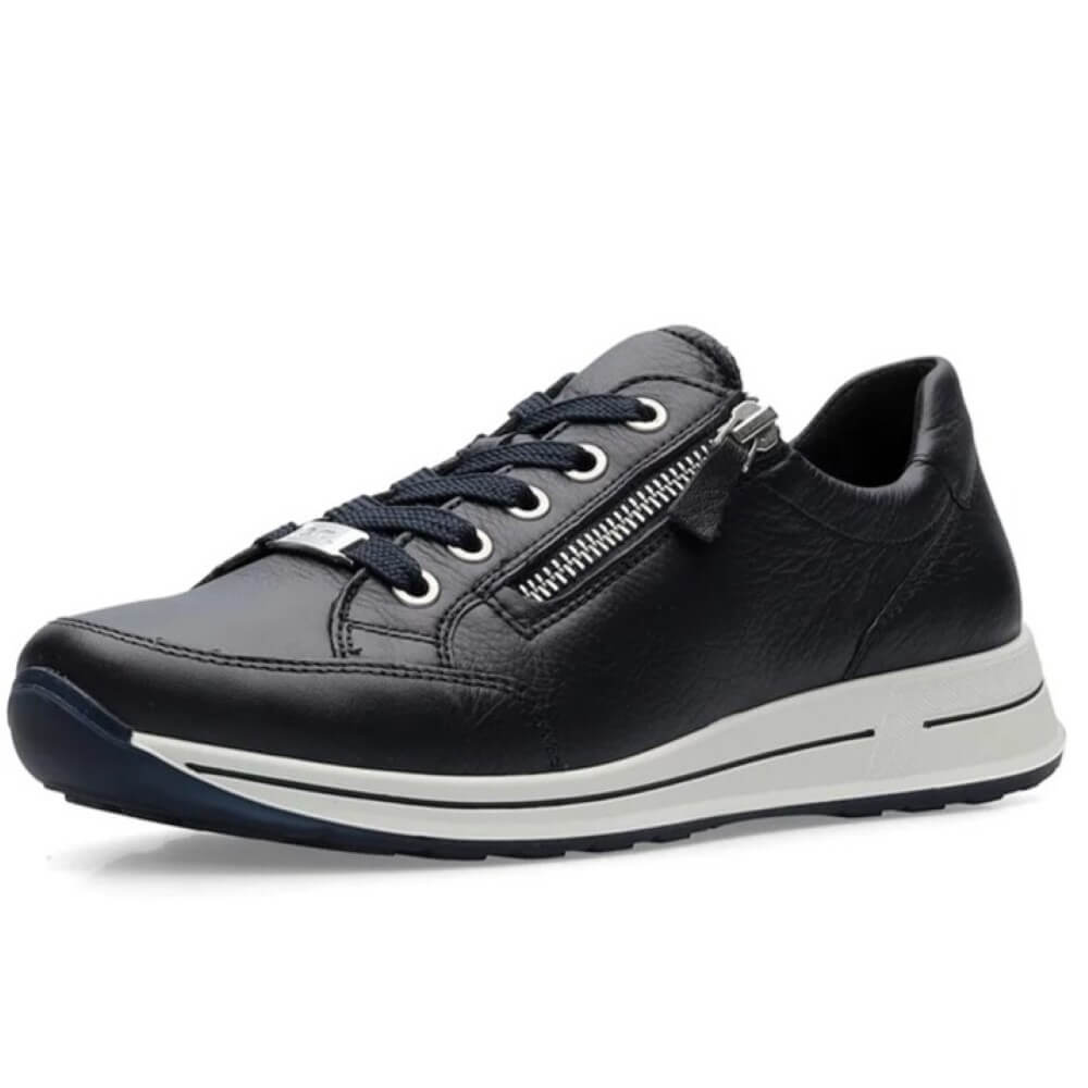 Ara Osaka 2.0 H Fit Leather Trainers 12-24801-NAVY