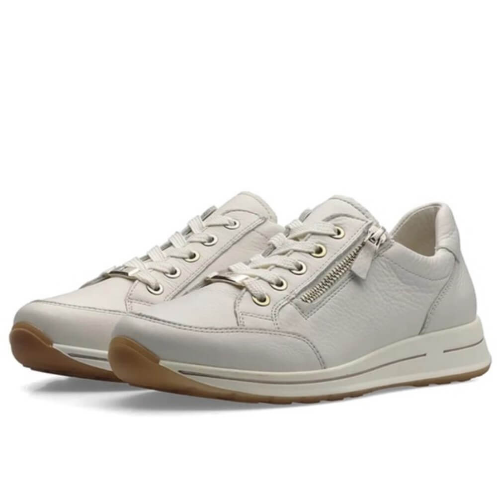 Ara Osaka 2.0 H Fit Leather Trainers 12-24801-CREAM