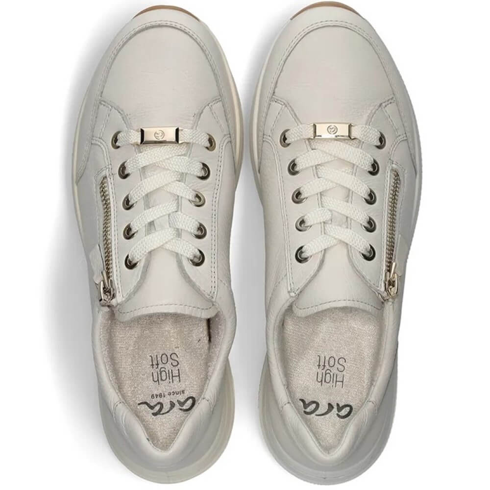 Ara Osaka 2.0 H Fit Leather Trainers 12-24801-CREAM