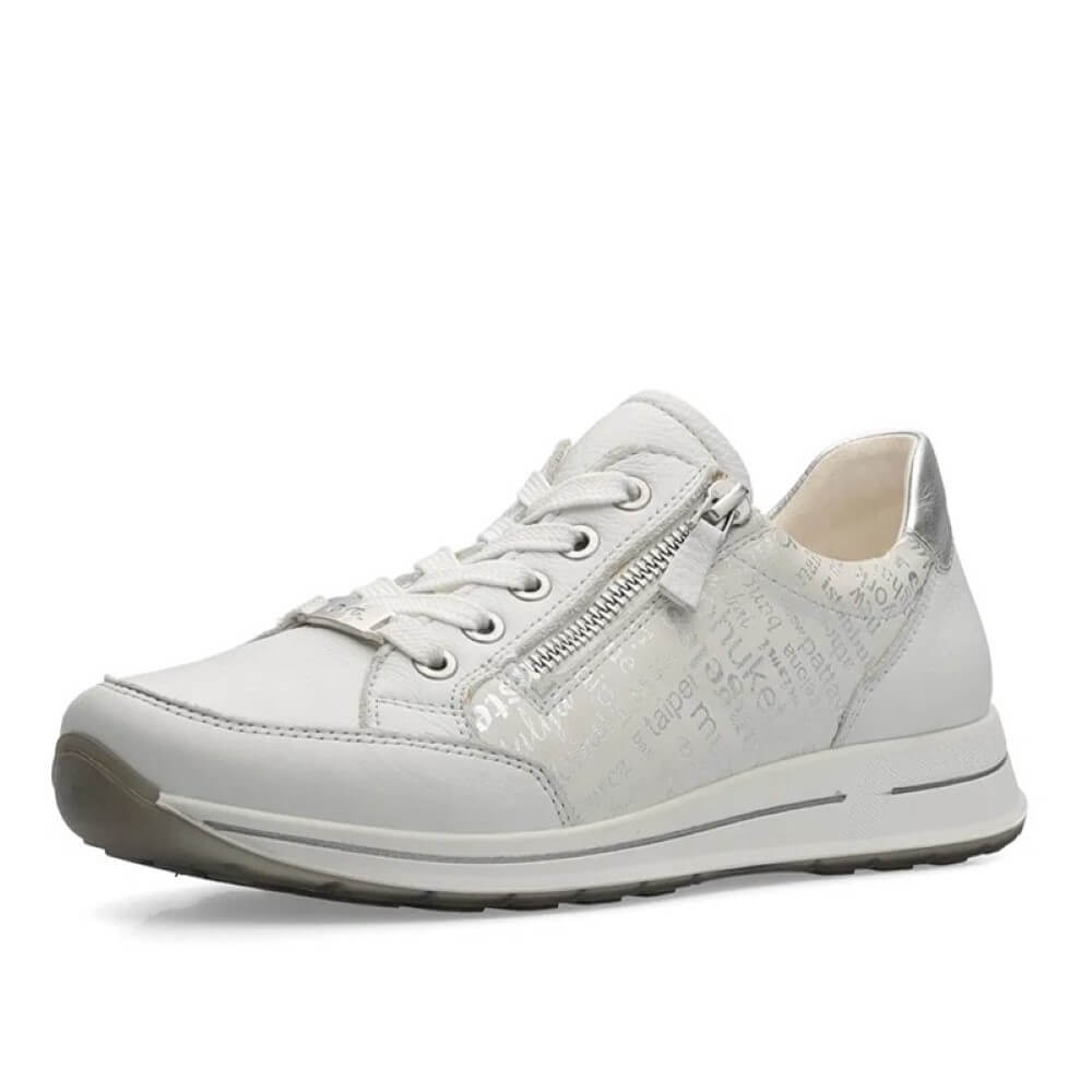 Ara Osaka 2.0 H Fit Leather Trainers 12-24801 Nebbia White Silver