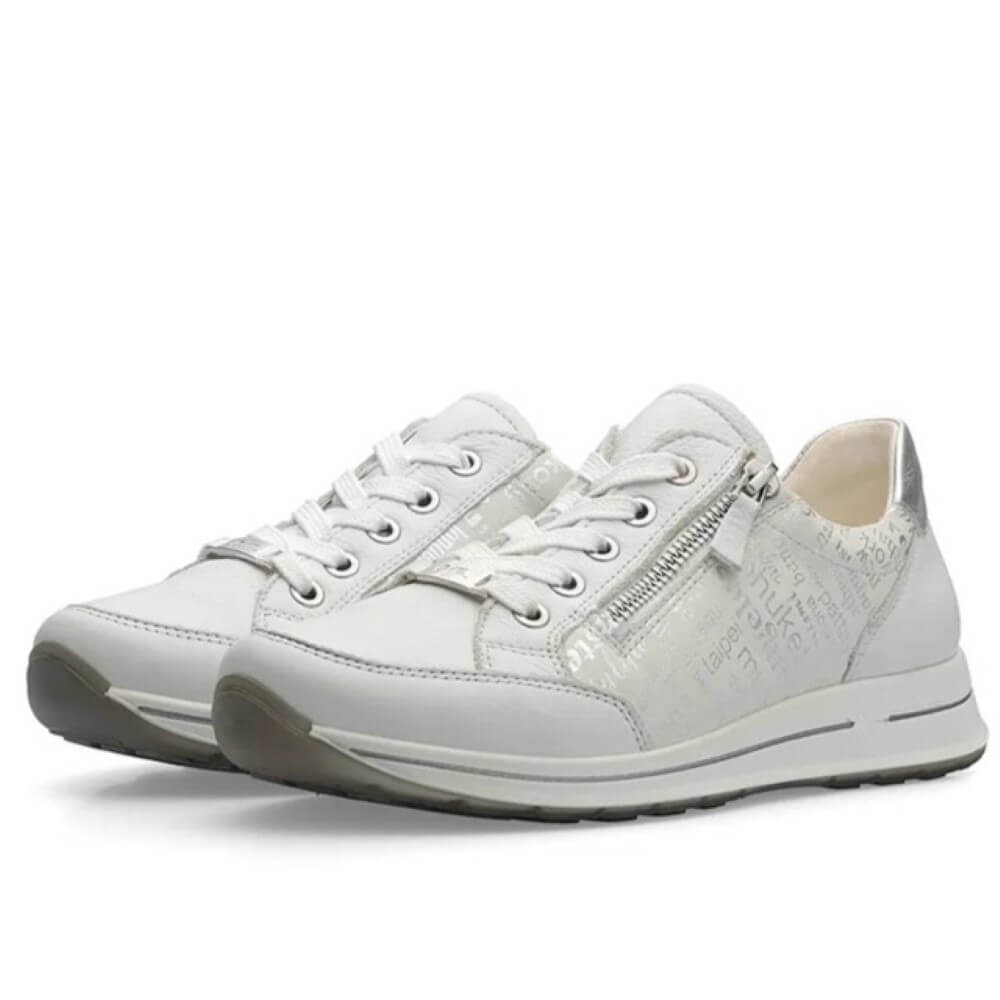 Ara Osaka 2.0 H Fit Leather Trainers 12-24801 NEBBIA WHITE SILVER