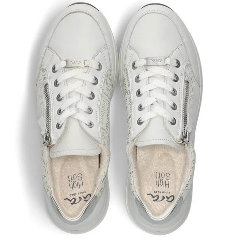 Ara Osaka 2.0 H Fit Leather Trainers 12-24801 NEBBIA WHITE SILVER