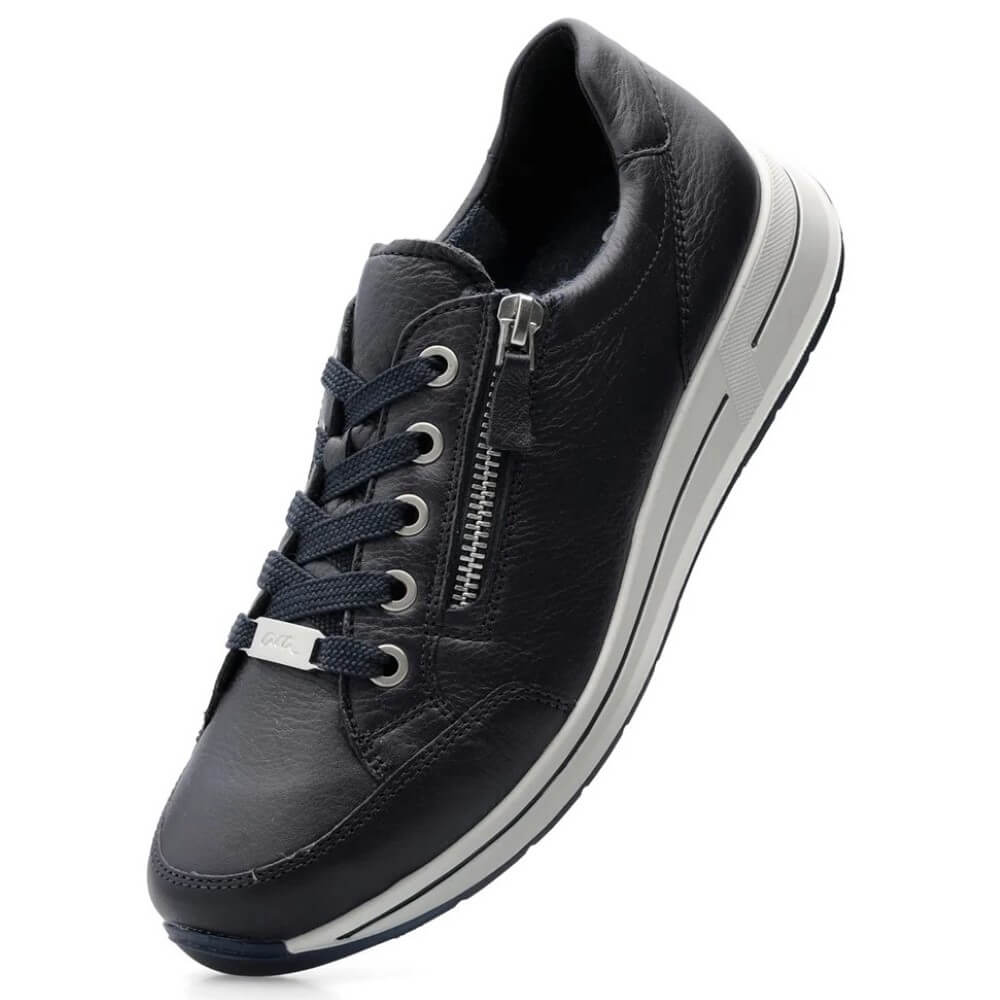 Ara Osaka 2.0 H Fit Leather Trainers 12-24801-NAVY