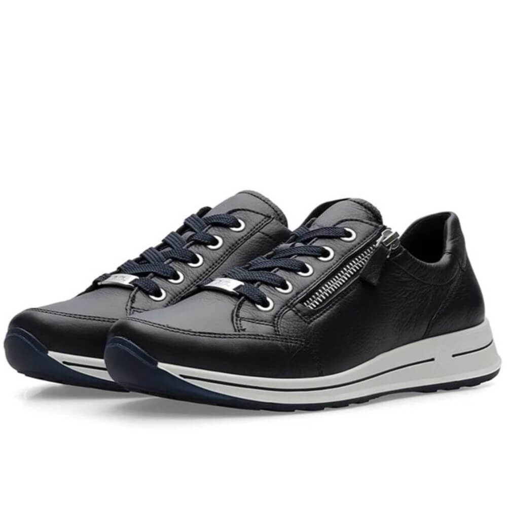 Ara Osaka 2.0 H Fit Leather Trainers 12-24801-NAVY