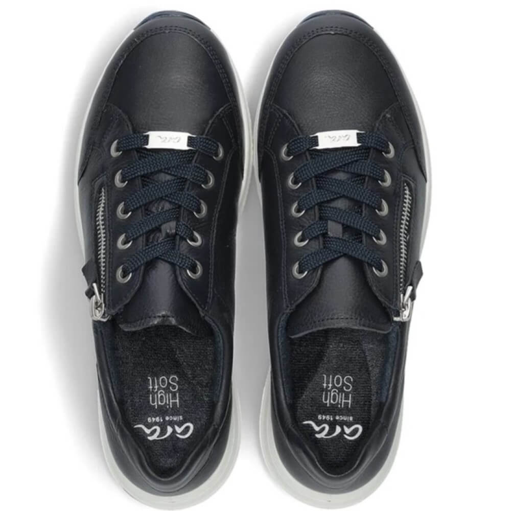Ara Osaka 2.0 H Fit Leather Trainers 12-24801-NAVY