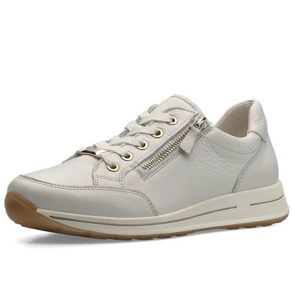 Ara Osaka 2.0 H Fit Leather Trainers 12-24801-CREAM
