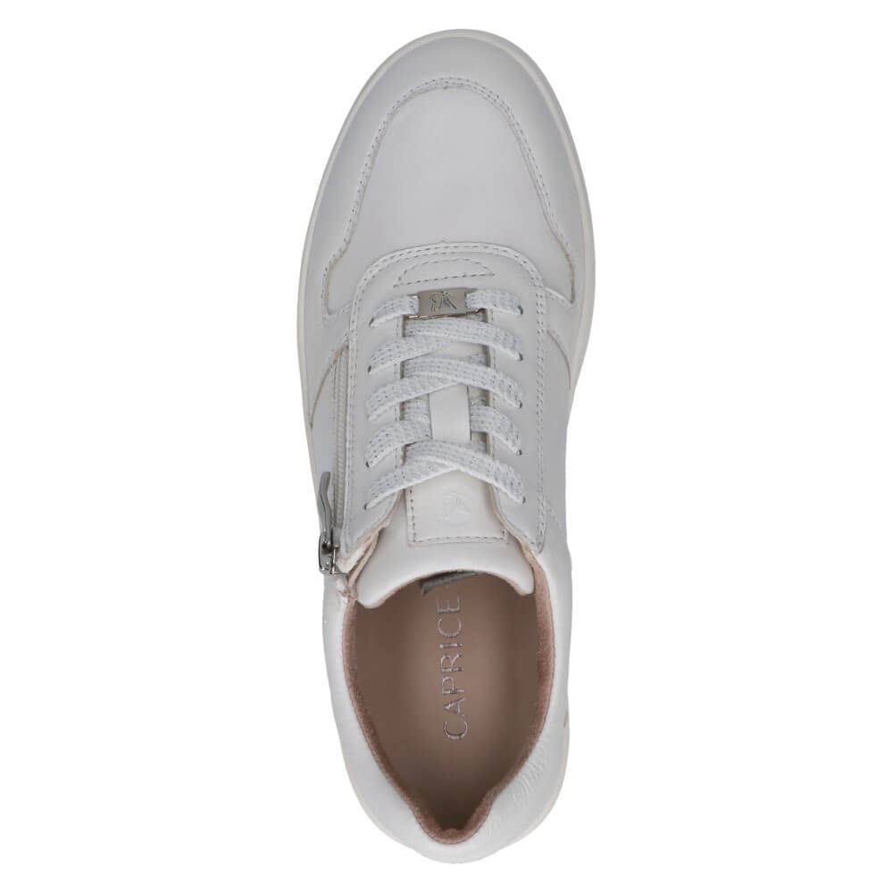 Caprice 9-23301 Leather Trainer-WHITE