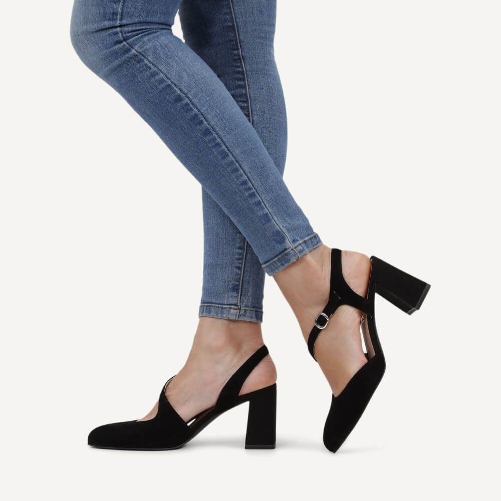 Caprice Sling Pumps 9-29600-BLACK SUEDE