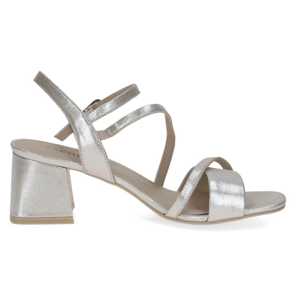Caprice Block Heel Sandal 9-28300 Metallic Taupe