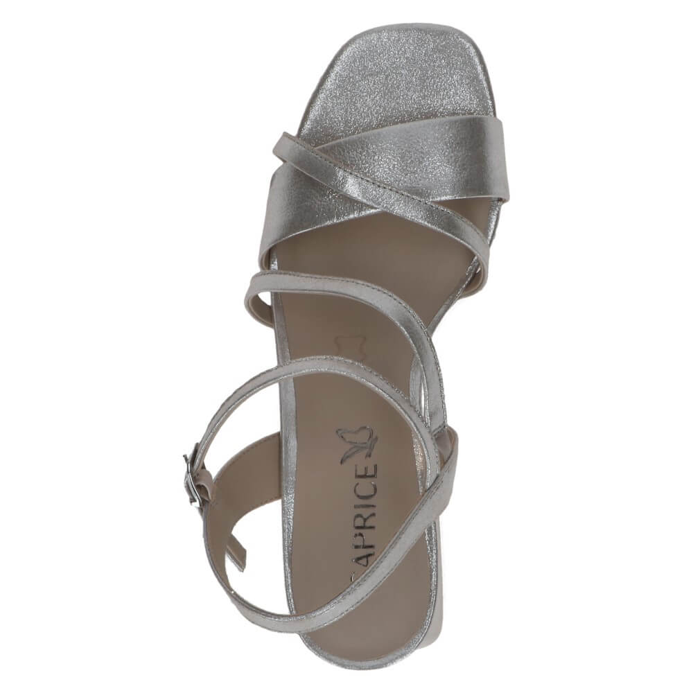 Caprice Block Heel Sandal 9-28300 Metallic Taupe