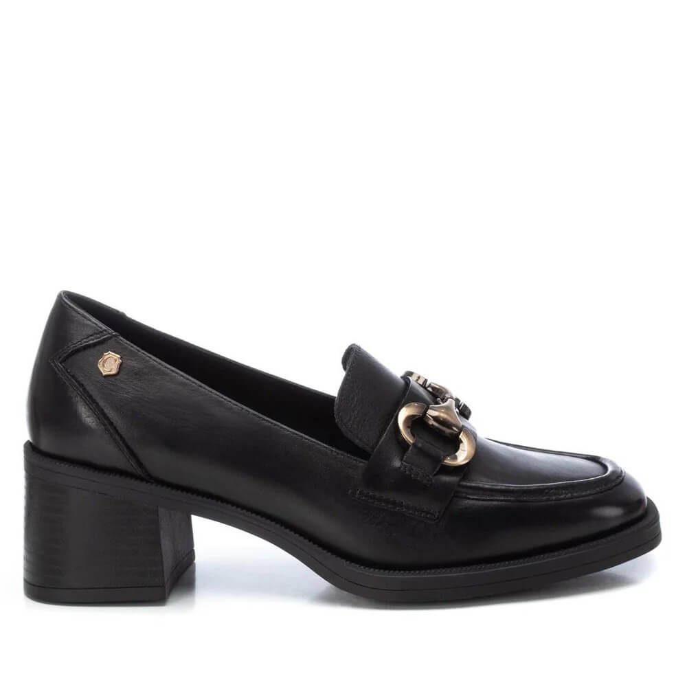 Carmela 16200102 Block Heel Loafer-BLACK