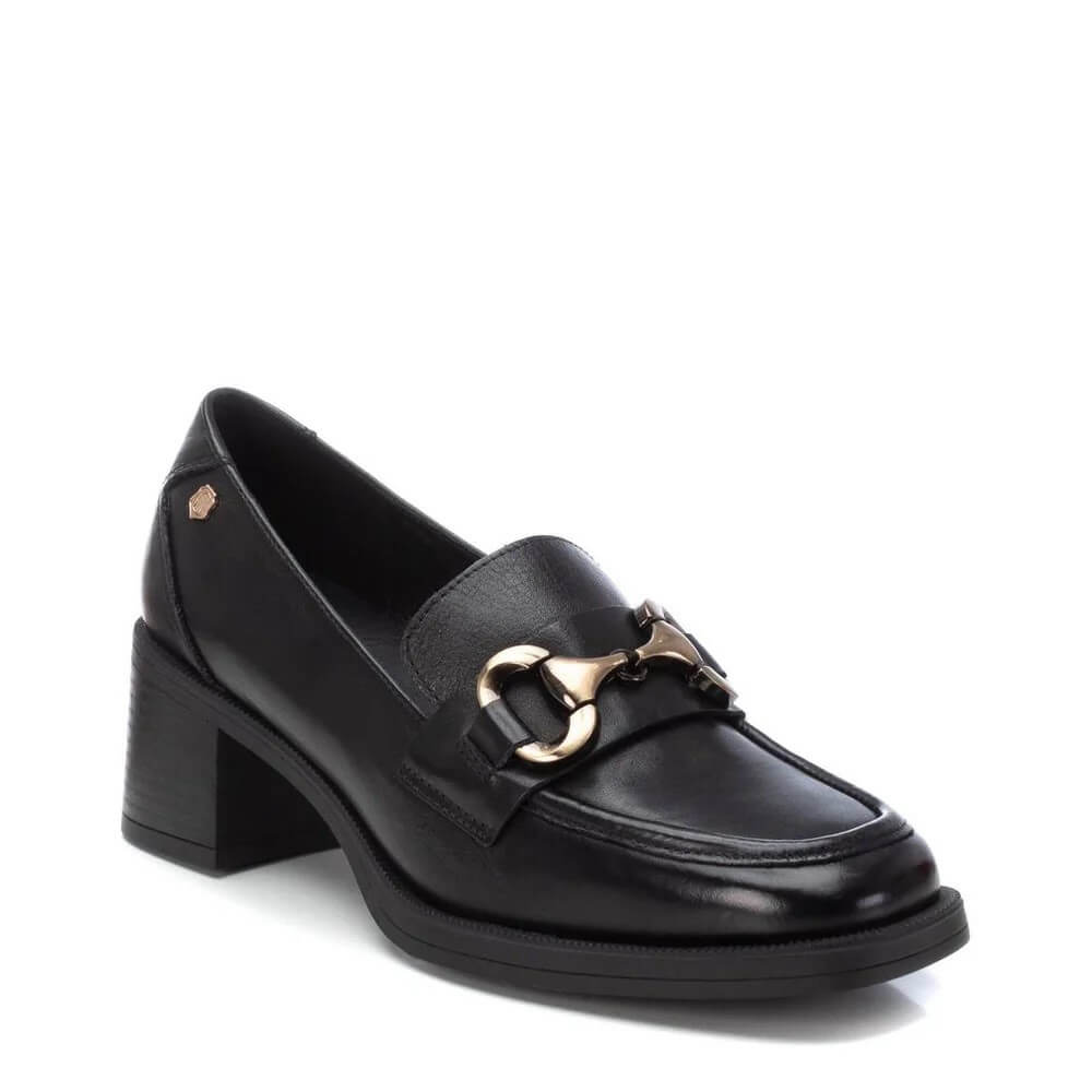 Carmela 16200102 Block Heel Loafer-BLACK