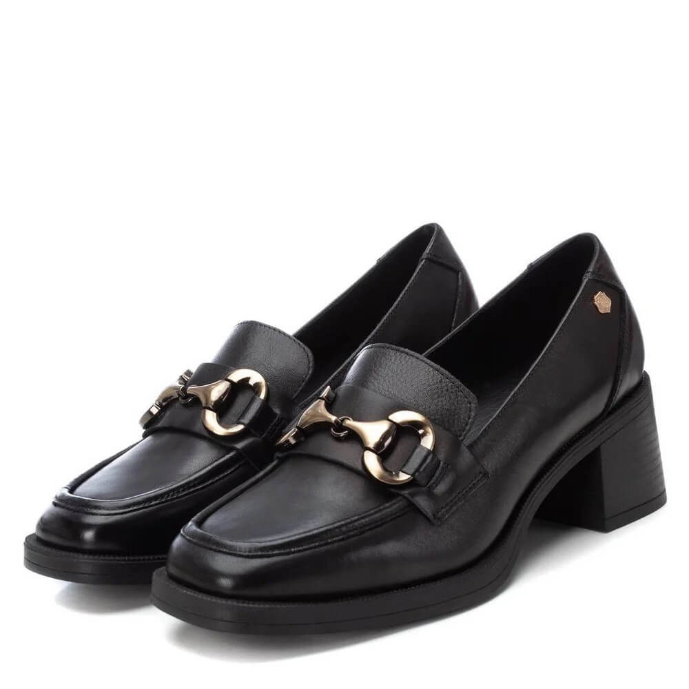 Carmela 16200102 Block Heel Loafer-BLACK