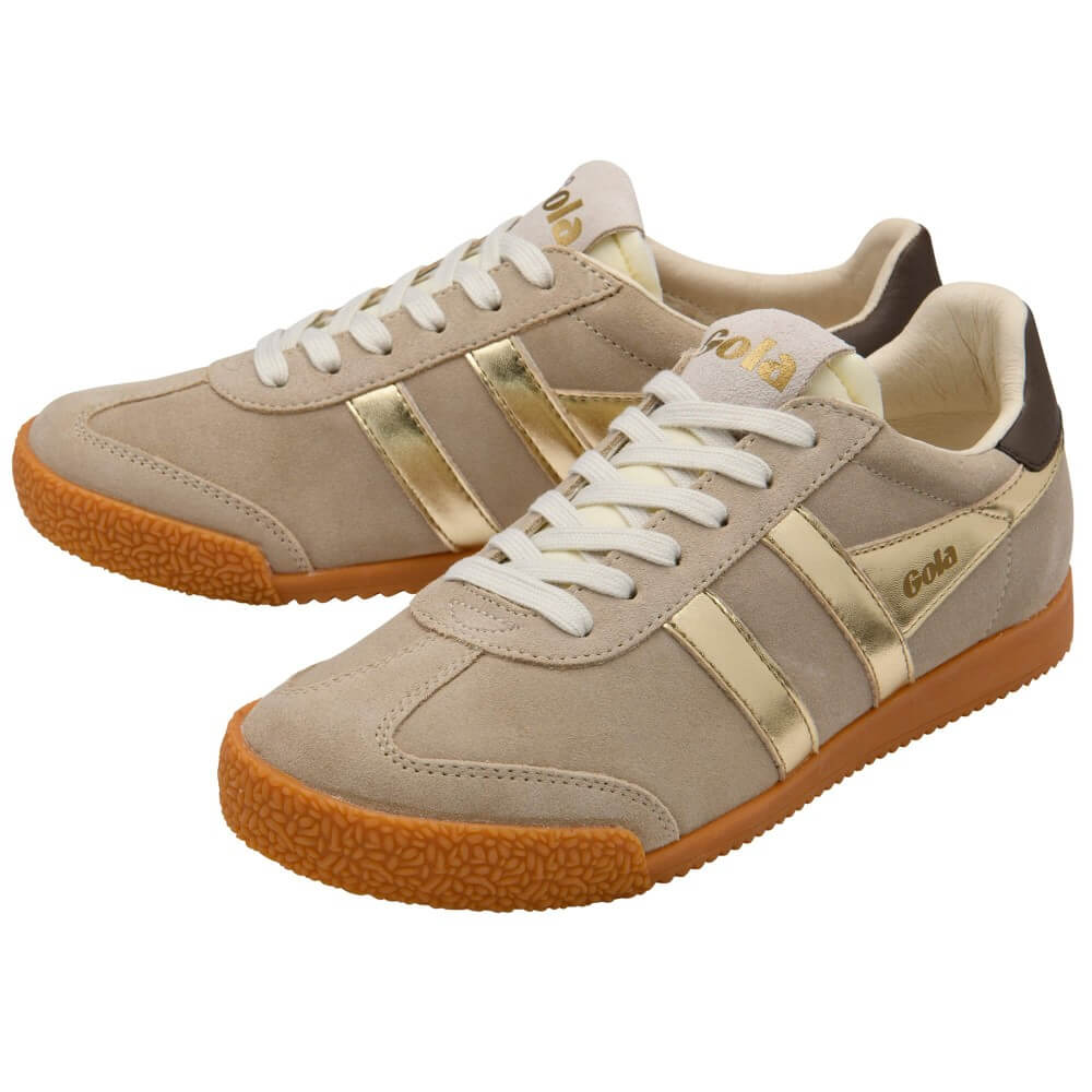 Gola Elan Glitz beige and gold gum sole sneaker