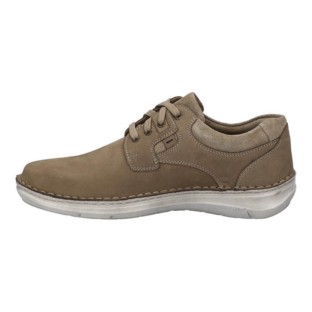 Josef Seibel Brown extra wide leather shoe with white sole on a white background